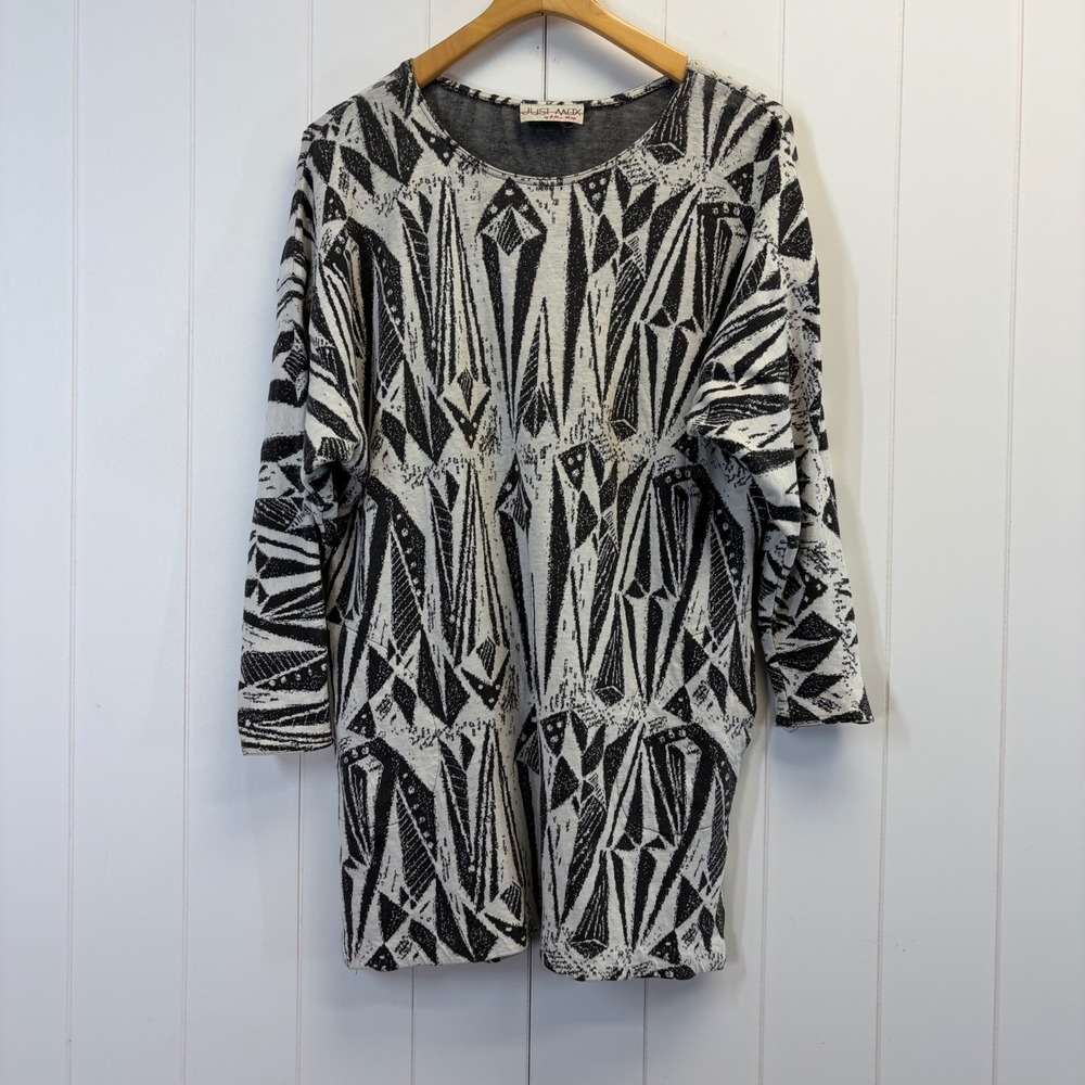 Vintage Just Max Arthur Max Abstract Tunic Top Women Size XL Geometric Lagenlook